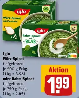 REWE Iglo Würz-Spinat oder Rahm-Spinat Angebot