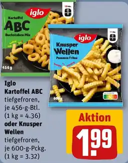 REWE Iglo Kartoffel ABC oder Knusper Wellen Angebot