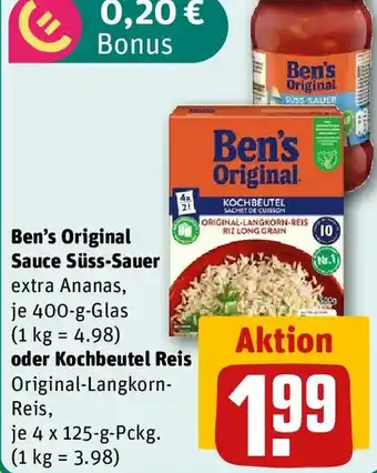 REWE Ben's Original Sauce Süss-Sauer oder Kochbeutel Reis Angebot