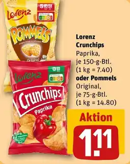 REWE Lorenz Crunchips Paprika oder Pommels Origina, Angebot