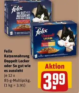 REWE Felix Katzennahrung Doppelt Lecker oder So gut wie es aussieht Angebot