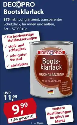 Sonderpreis Baumarkt DECOPRO Bootsklarlack Angebot