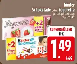 Edeka kinder Schokolade oder Yogurette Angebot
