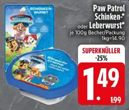 Edeka Paw Patrol Schinken oder Leberwurst Angebot
