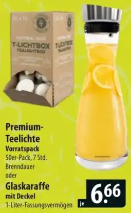 Famila Nord Ost Premium- Teelichte Vorratspack oder Glaskaraffe Angebot