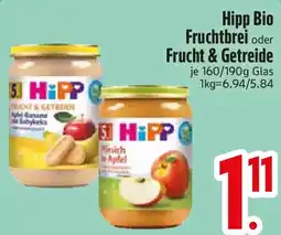 Edeka Hipp Bio Fruchtbrei oder Frucht & Getreide Angebot