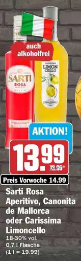HIT Sarti Rosa Aperitivo, Canonita de Mallorca oder Carissima Limoncello Angebot