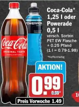 HIT Coca-Cola* 1,25 l oder Powerade 0,5 l Angebot