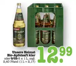 Scheck-in-Center Unsere Heimat Bio-Apfelsaft klar oder trüb Angebot