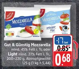 Scheck-in-Center Gut & Günstig Mozzarella Angebot