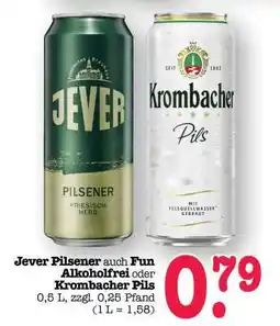 Scheck-in-Center Jever Pilsener auch Fun Alkoholfrei oder Krombacher Pils Angebot