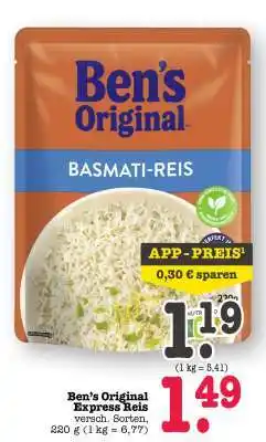 Scheck-in-Center Ben’s Original Express Reis Angebot