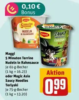 nahkauf Maggi 5 Minuten Terrine Nudeln in Rahmsauce oder Magic Asia Saucy Noodles Teriyaki Angebot