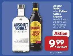 Combi Absolut Vodka oder Kahlua Coffee Liqueur Angebot