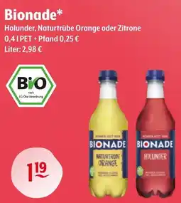 Getränke Hoffmann Bionade Holunder, Naturtrübe Orange oder Zitrone Angebot