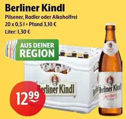 Getränke Hoffmann Berliner Kindl Pilsener, Radler oder Alkoholfrei Angebot