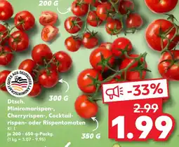 Kaufland Dtsch. Miniromarispen-, Cherryrispen-, Cocktailrispen- oder Rispentomaten Angebot