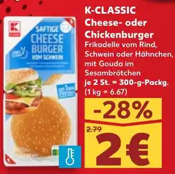 Kaufland K-CLASSIC Cheese- oder Chickenburger Angebot