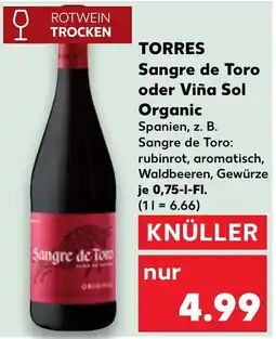 Kaufland TORRES Sangre de Toro oder Viña Sol Organic Angebot