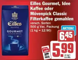 HIT Eilles Gourmet, Idee Kaffee oder Mövenpick Classic Filterkaffee gemahlen Angebot