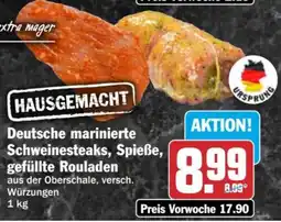 HIT Deutsche marinierte Schweinesteaks, Spieße, gefüllte Rouladen Angebot