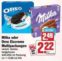 HIT Milka oder Oreo Eiscreme Multipackungen Angebot
