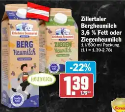 HIT Zillertaler Bergheumilch 3,6 % Fett oder Ziegenheumilch Angebot