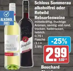 HIT Schloss Sommerau alkoholfrei oder Rotwild Rebsortenweine Angebot