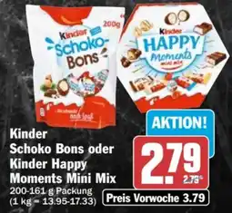 HIT Kinder Schoko Bons oder Kinder Happy Moments Mini Mix Angebot
