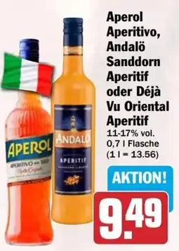 HIT Aperol Aperitivo, Andalö Sanddorn Aperitif oder Déjà Vu Oriental Aperitif Angebot