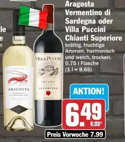 HIT Aragosta Vermentino di Sardegna oder Villa Puccini Chianti Superiore Angebot