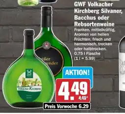 HIT GWF Volkacher Kirchberg Silvaner, Bacchus oder Rebsortenweine Angebot