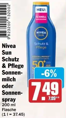 HIT Nivea Sun Schutz & Pflege Sonnenmilch oder Sonnenspray Angebot