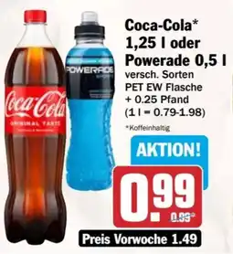 HIT Coca-Cola 1,25 I oder Powerade 0,5 l Angebot