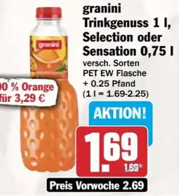 HIT granini Trinkgenuss 1 I, Selection oder Sensation 0,75 l Angebot