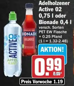 HIT Adelholzener Active 02 0,75 I oder Bionade 0,4 I Angebot