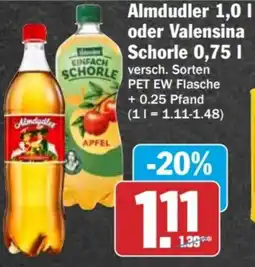 HIT Almdudler 1,0 I oder Valensina Schorle 0,75 l Angebot