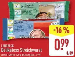 Aldi Nord LANDBECK Delikatess Streichwurst Angebot