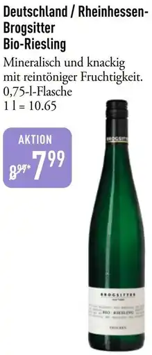 Galeria Markthalle Deutschland/Rheinhessen Brogsitter Bio-Riesling Angebot