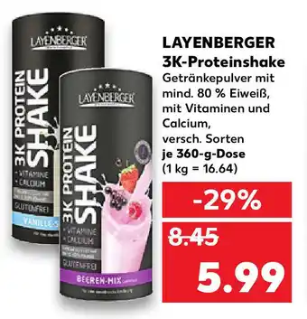 Kaufland Layenberger 3K-Proteinshake je 360-g-Dose Angebot