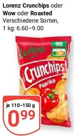 Globus Lorenz Crunchips oder Wow oder Roasted Angebot