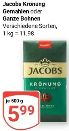 Globus Jacobs Krönung Gemahlen oder Ganze Bohnen Angebot