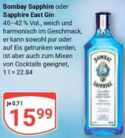 Globus Bombay Sapphire oder Sapphire East Gin Angebot