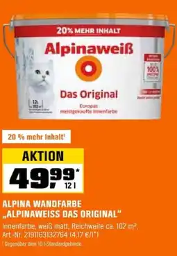 OBI ALPINA WANDFARBE ,,ALPINAWEISS DAS ORIGINAL" Angebot