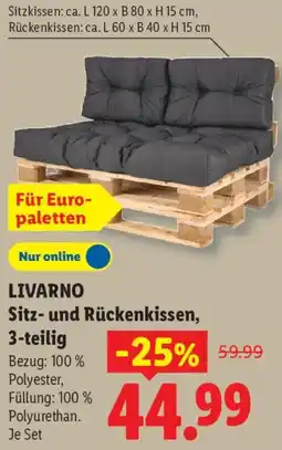 Lidl LIVARNO Sitz- und Rückenkissen, 3-teilig Angebot