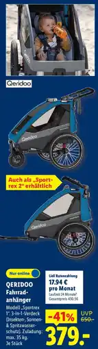 Lidl QERIDOO Fahrradanhänger Angebot