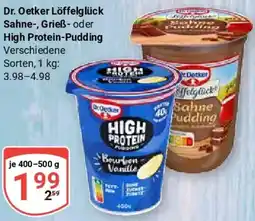 Globus Dr. Oetker Löffelglück Sahne, Grieß oder High Protein-Pudding Angebot