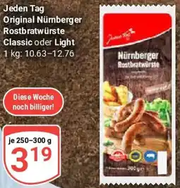 Globus Jeden Tag Original Nürnberger Rostbratwürste Classic oder Light Angebot