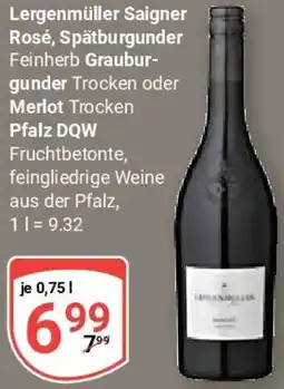 Globus Lergenmüller Saigner Rosé, Spätburgunder Feinherb Grauburgunder Trocken oder Merlot Trocken Pfalz DQW Angebot