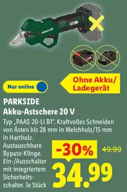 Lidl PARKSIDE Akku-Astschere 20 V Angebot
